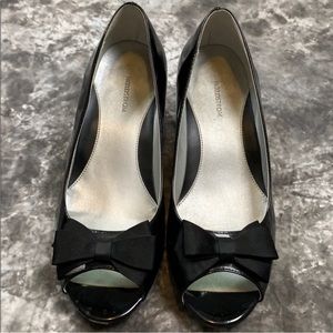 Nordstrom Black Peep-Toe Wedges